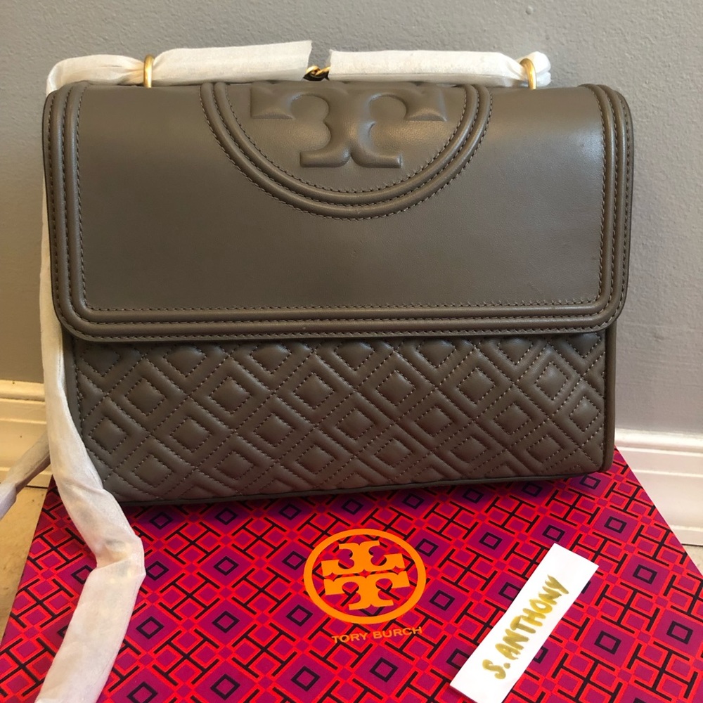 Tory Burch Fleming Shoulder bag Maple/Silver NWT